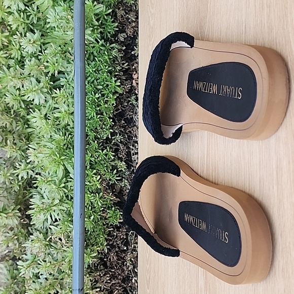 STUART WEITZMAN Black Cammy Block Heel Slide Leather Slide Sandals 9B EU 39.5 - Picture 4 of 12